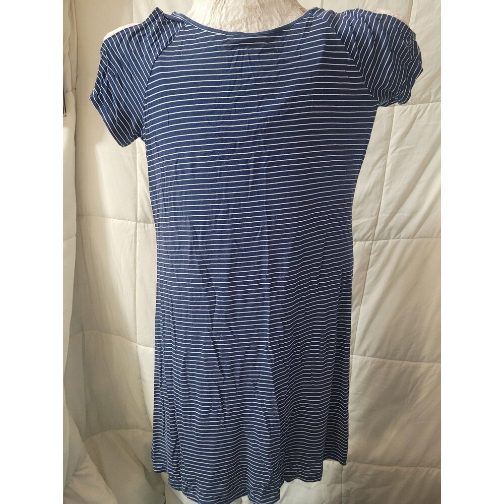 City Streets Blue & White Striped Dress Size M
